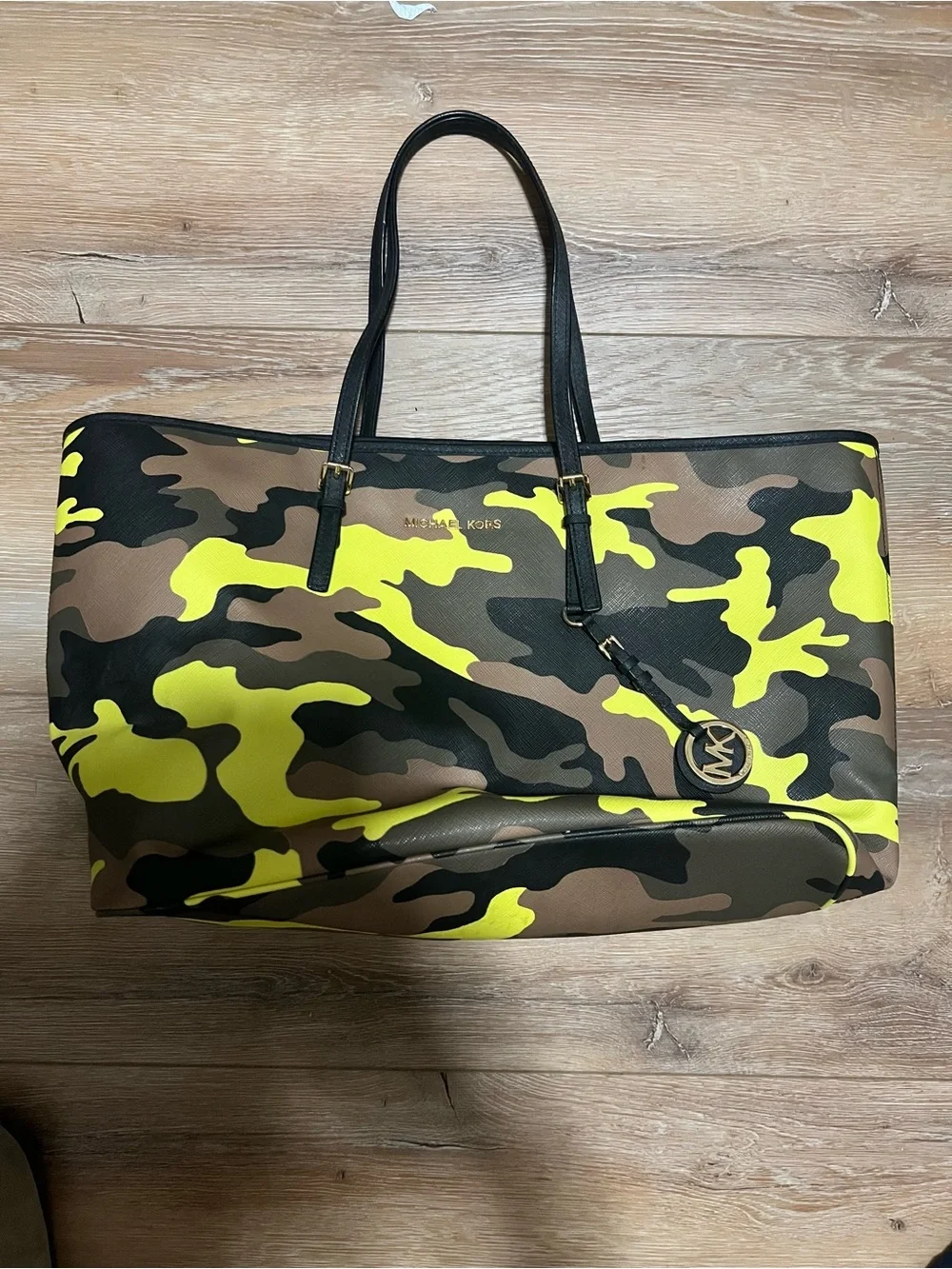 Michael Kors Yellow Camo Jet Set Tote